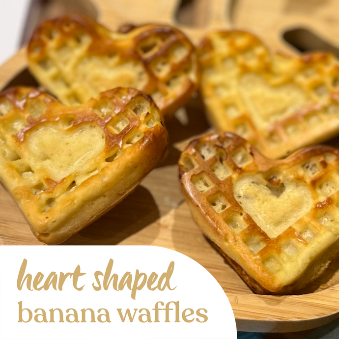 Heart-Shaped Banana Waffles*! 🍌💕