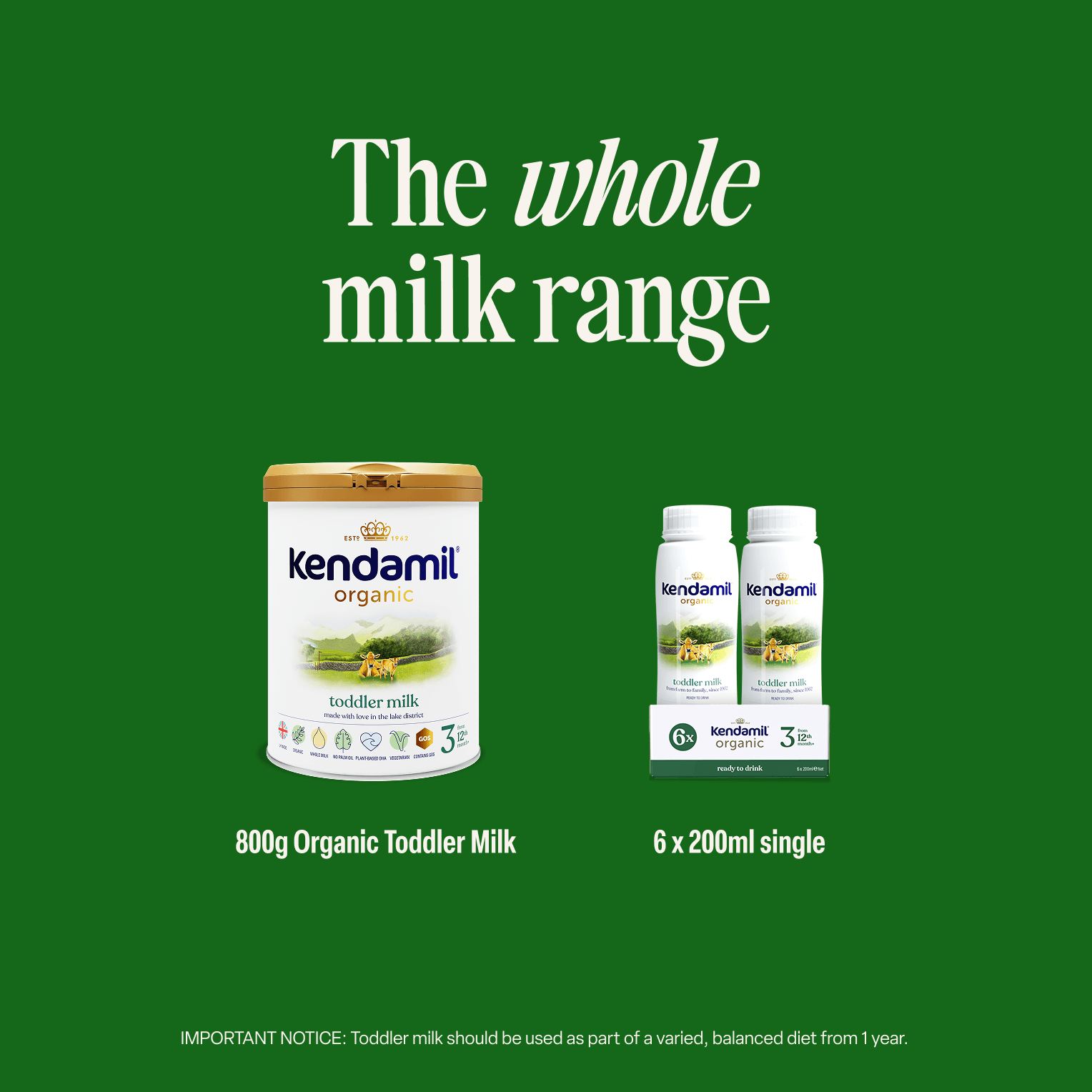 6x200ml Organic Ready to Feed Toddler Milk