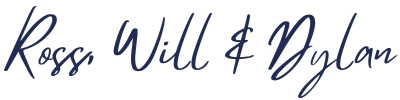 Blue text 'Ross, Will & Dylan' on a white background